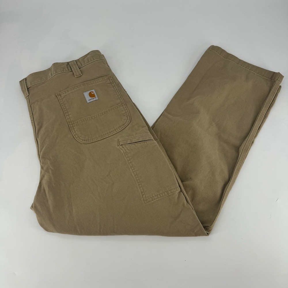 Carhartt Relaxed Fit Canvas Work Pants Mens 38x30 Tan Khaki Duck Cotton Trousers